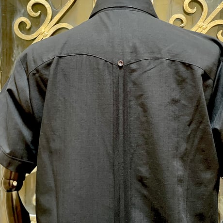 【半袖】【 ESG-32S-BS 】【 S/S GUAYABERA】【BLACK x SILVER】 【黒 x 銀】