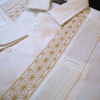 【2027年7月31日までにお届け】【受注生産】【長袖】【 ESGS-04L-WG 】【 L/S GUAYABERA 】【REJILLADA ASA】【麻の葉柄】【 WHITE x GOLD 】