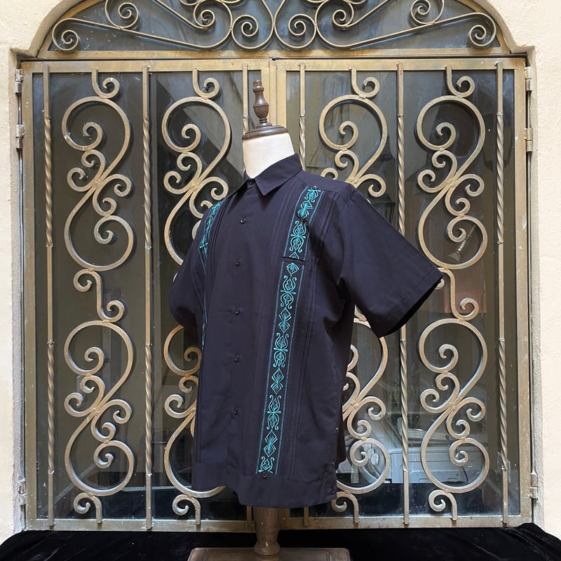 半袖】【 ESG-32S-BJA 】【 S/S GUAYABERA】【BLACK x JAD