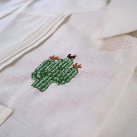 【2027年7月31日までにお届け】【受注生産】【長袖】【CACTUS 手刺繍】【HANDMADE】【CUBANA】】【 ESGP-106L-IV】【 L/S GUAYABERA】【IVORY】