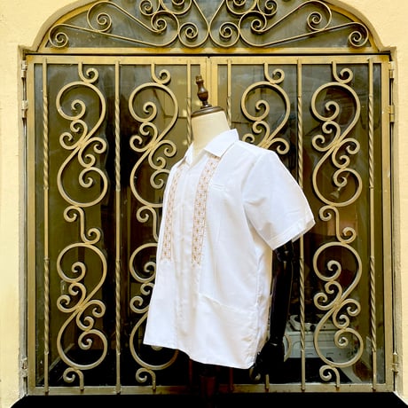 【2027年7月31日までにお届け】【受注生産】【半袖】【 ESGS-04S-WG】【 S/S GUAYABERA 】【 REJILLADA ASA 】【 麻の葉柄 】【 WHITExGOLD 】