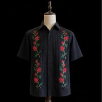 【2027年7月31日までにお届け】【受注生産】【半袖】【 ESG-W10S-BR 】【薔薇 】【 S/S GUAYAMISA 】【 ROSA 】【 BLACK x RED 】【 黒 x 赤 】