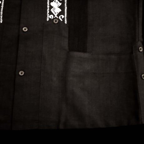 【2027年7月31日までにお届け】【受注生産】【 長袖 】【 ESG-01L-BW 】【 L/S GUAYABERA 】【 REJILLADA 】【 BLACK x WHITE 】