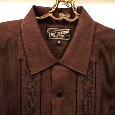 【2027年7月31日までにお届け】【受注生産】長袖】【ESG-20LP-BRB】【 L/S GUAYABERA】【REJILLADA CIPRE】【BROWN x BLACK 】
