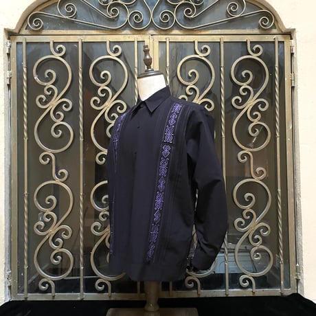 【長袖】【 ESG-32L-BPU 】【 L/S GUAYAMISA 】【BLACK x PURPLE】 【黒 x 紫】