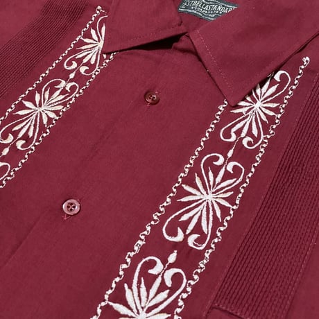 【2027年7月31日までにお届け】【受注生産】【半袖】【ESG-01S-BUW】【S/S GUAYABERA】【REJILLADA】【 BURGUNDY x WHITE 】