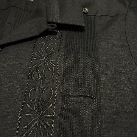 【予約】【 半袖 】【 ESG-01S-B 】【 S/S GUAYABERA 】【 REJILLADA 】【 BLACK 】【 黒 】
