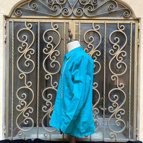 【2027年7月31日までにお届け】【受注生産】【長袖】【ESGS-04L-JAS】【L/S GUAYABERA】【 REJILLADA ASA 】【麻の葉柄】【 JADExSILVER 】