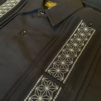 【長袖】【麻の葉柄】【 ESGS-10L-BSI】【 L/S GUAYAMISA ASA 】【BLACKxSILVER】 【黒x銀】
