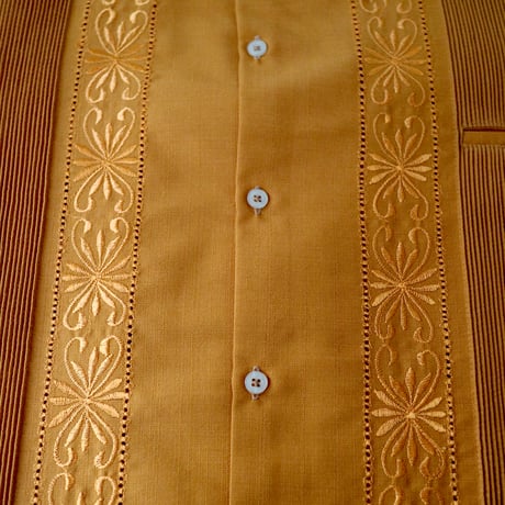 【10月〜11月納期】【 受注生産 】【 半袖 】【 ESG-01S-MU 】【 S/S GUAYABERA 】【 REJILLADA 】【 MUSTARD 】【 マスタード 】