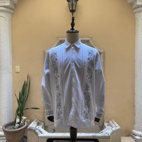 【予約商品】【長袖】【袖刺繍】【ESG-T30L-WS】【 L/S GUAYAMISA 】【WHITEx SILVER】【白x銀】