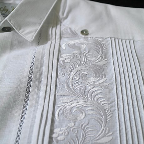 【お取り寄せ商品】【長袖】【袖刺繍】【IMP-101L-W】【 L/S GUAYAMISA】【 WHITE 】【 白 】