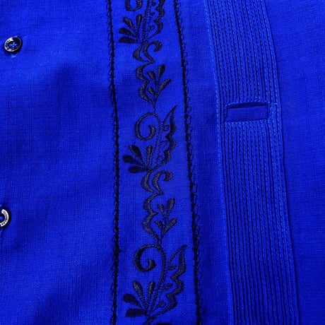 【2027年7月31日までにお届け】【受注生産】【長袖】【 ESG-20L-RBB 】【 L/S GUAYABERA 】【 REJILLADA 】【 ROYAL BLUE x BLACK 】