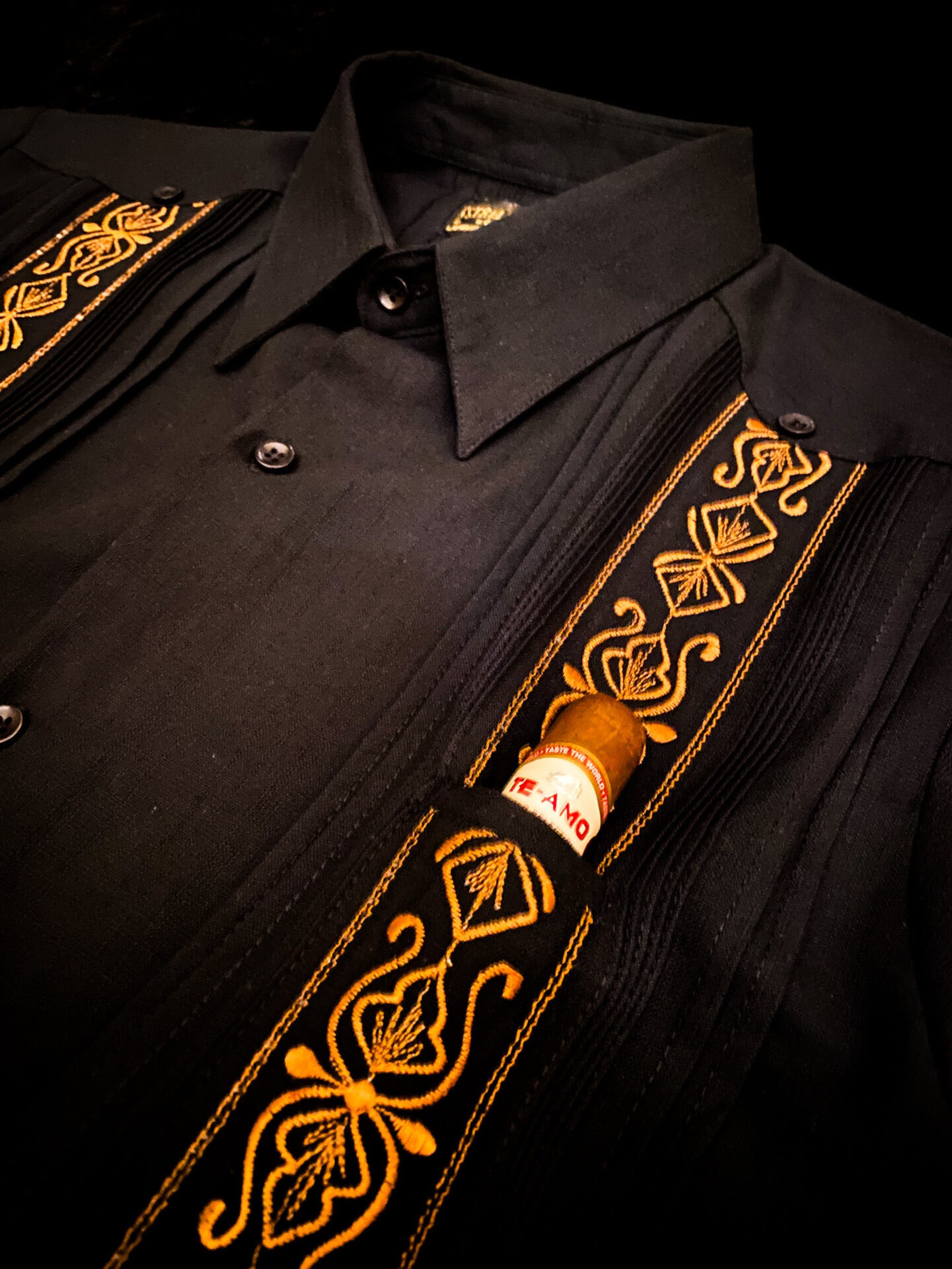 estrella standard 36 ブラック×ゴールド キューバシャツ Estrella Standard Guayabera