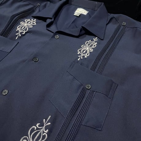 【予約】【半袖】【サイズ40(XL)】【IMP-DE-31S-NW-40】【 DEADSTOCK 】【S/S GUAYABERA】【NAVYxWHITE】  【紺x白】