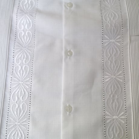 【2027年7月31日までにお届け】【受注生産】【半袖】【 ESG-01S-W】【 S/S GUAYABERA 】【 REJILLADA 】【 WHITE 】【 白】