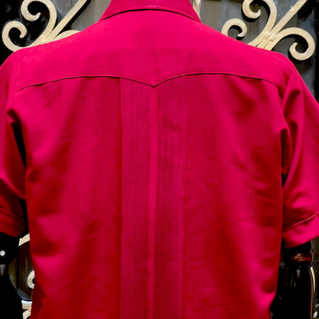 【2027年7月31日までにお届け】【受注生産】【半袖】【 ESG-01S-BUG 】【 S/S GUAYABERA 】【 REJILLADA 】【 BURGUNDY x GOLD 】