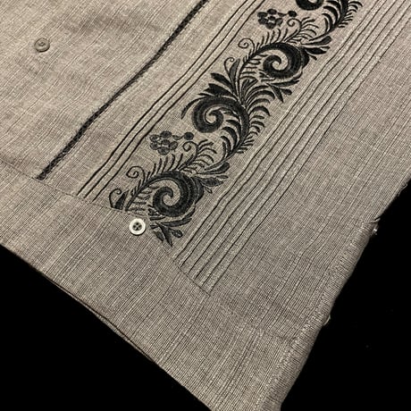 【9月】【予約商品】【長袖】【袖刺繍】【ESG-T30L-GRB】【 L/S GUAYAMISA 】【 GRAY x BLACK 】【 グレーx黒 】