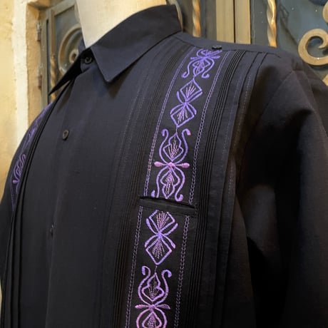 【長袖】【 ESG-32L-BPU 】【 L/S GUAYAMISA 】【BLACK x PURPLE】 【黒 x 紫】
