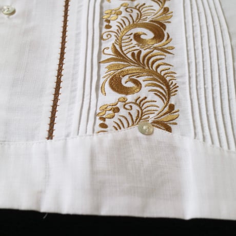 【お取り寄せ商品】【長袖】【袖刺繍】【IMP-101L-WG】【 L/S GUAYAMISA 】【 WHITE x GOLD 】【 白 x 金 】
