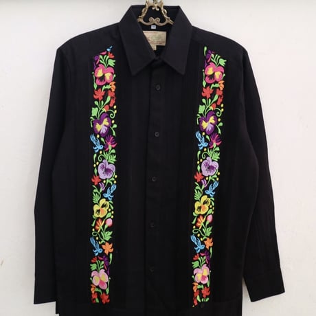 【お取り寄せ商品】【長袖】【ACAPULCO】【IMP-COL-102L-BM】【GUAYABERAS COLLI】【 L/S GUAYAMISA】【 BLACKxMULTI COLOR 】【 黒 】