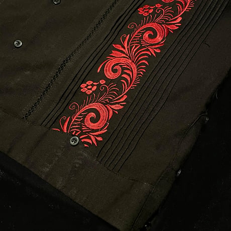 【半袖】【ESG-30S-BBU】【 S/S GUAYAMISA 】【BLACKxBURGUNDY】【 黒x臙脂色】