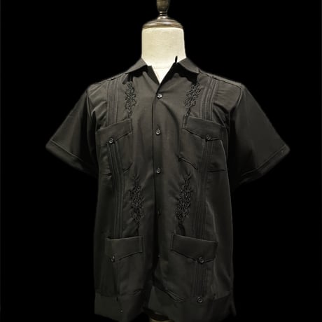 【予約】【半袖】【IMP-DE-07S-B-38】【 DEADSTOCK 】【S/S GUAYABERA】【BLACK】 【黒】