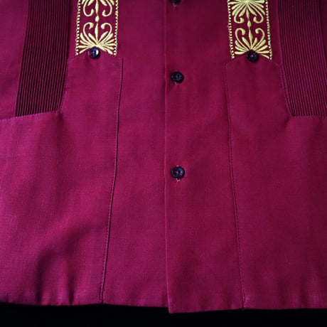 【2027年7月31日までにお届け】【受注生産】【半袖】【 ESG-01S-BUG 】【 S/S GUAYABERA 】【 REJILLADA 】【 BURGUNDY x GOLD 】