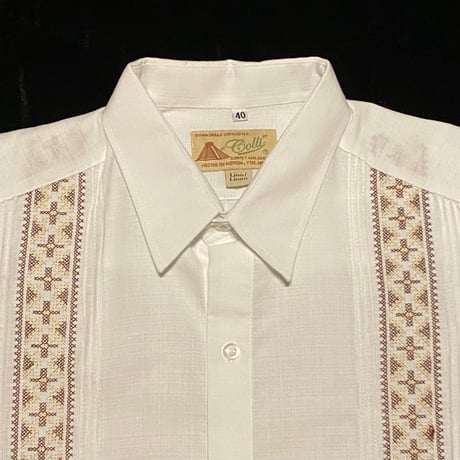 【長袖】【ESG-109L-WBR】【GUAYABERAS COLLI】【 L/S GUAYABERA】【WHITE x BROWN 】