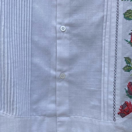 【2027年7月31日までにお届け】【受注生産】【長袖】【 ESG-10L-WR 】【 L/S GUAYAMISA 】【 FLORES 】【 WHITE x RED 】【 白 x 赤 】