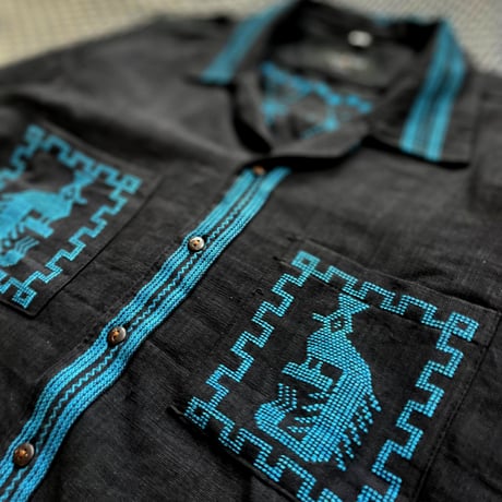 【長袖】【ESGG-QTZ-LS-BBL】【GUATEMALA】【 L/S QUETZAL SHIRTS】【BLACKxBLUE】【黒x青】