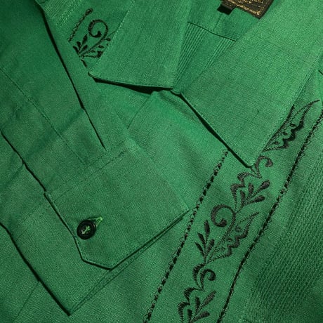 【2027年7月31日までにお届け】【受注生産】【長袖】【ESG-20L-GREB】【REJILLADA 】【L/S GUAYABERA】【 GREEN x BLACK 】【 緑 x 黒 】