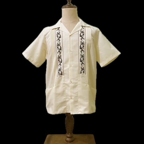 【7月末】【予約】【ESG-20S-OFB】【 REJILLADA 】【S/S GUAYABERA】【 OFF WHITE x BLACK 】 【 オフホワイト x 黒 】