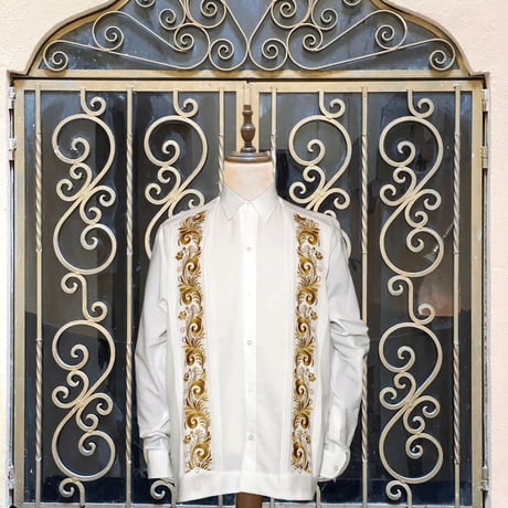 【お取り寄せ商品】【長袖】【IMP-COL-100L-WG】【GUAYABERAS COLLI】【 L/S GUAYABERA】【 WHITE x GOLD 】【 白 x 金 】