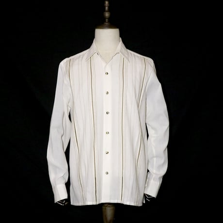 【お取り寄せ商品】【長袖】【ESG-108L-OFBR】【 L/S GUAYAMISA】【 COTTON 】【 OFF WHITE x BROWN 】【 オフホワイト x 茶色 】