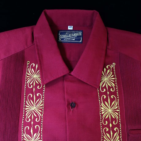 【2027年7月31日までにお届け】【受注生産】【半袖】【 ESG-01S-BUG 】【 S/S GUAYABERA 】【 REJILLADA 】【 BURGUNDY x GOLD 】