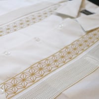 【2027年7月31日までにお届け】【受注生産】【半袖】【 ESGS-04S-WG】【 S/S GUAYABERA 】【 REJILLADA ASA 】【 麻の葉柄 】【 WHITExGOLD 】