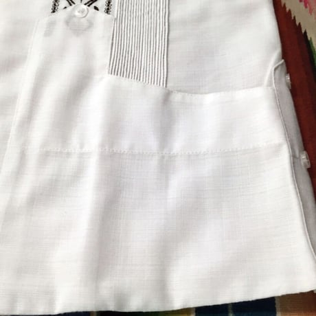 【長袖】【 ESG-01L-WB 】【L/S GUAYABERA】【 REJILLADA 】【 WHITE x BLACK 】【 白 x 黒 】