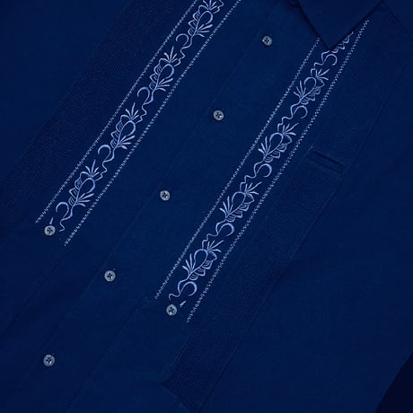 【ESG-20L-N】【REJILLADA 】【L/S GUAYABERA】【NAVY】 【紺】