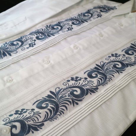 【お取り寄せ商品】【長袖】【IMP-COL-100L-WBL】【GUAYABERAS COLLI】【 L/S GUAYAMISA 】【 WHITExBLUE 】【 白 x 青 】