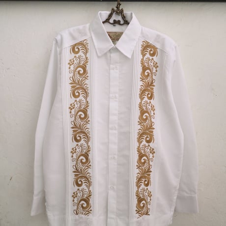 【お取り寄せ商品】【長袖】【IMP-COL-100L-WG】【GUAYABERAS COLLI】【 L/S GUAYABERA】【 WHITE x GOLD 】【 白 x 金 】