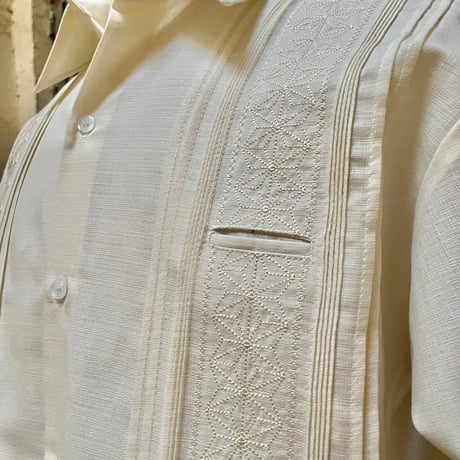 【長袖】【麻の葉柄】【 ESGS-10L-OF】【 L/S GUAYAMISA ASA 】【OFF WHITE】 【オフホワイト】