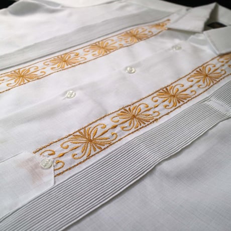 【2027年7月31日までにお届け】【受注生産】【半袖】【 ESG-01S-WG 】【 S/S GUAYABERA 】【 REJILLADA 】【 WHITE x GOLD 】【 白 x 金 】