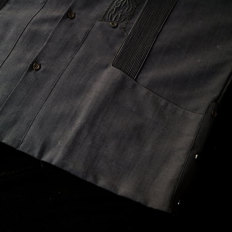 【2027年7月31日までにお届け】【受注生産】【 半袖 】【 ESG-01S-B 】【 S/S GUAYABERA 】【 REJILLADA 】【 BLACK 】【 黒 】