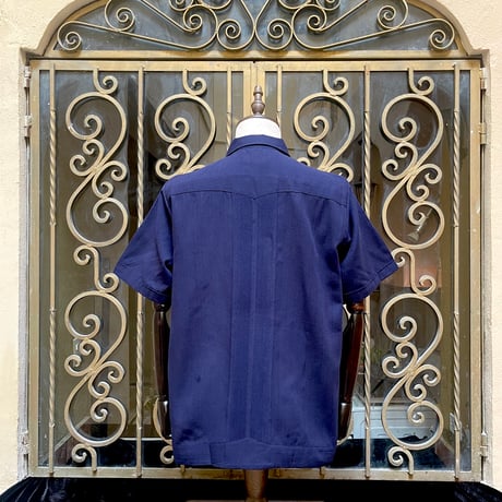 【2027年7月31日までにお届け】【受注生産】【半袖】【 ESG-01S-NG 】【 S/S GUAYABERA 】【 REJILLADA 】【 NAVY x GOLD x 】【 紺 x 金 】