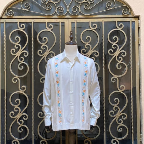 【長袖】【ESG-123L-WM 】 【 花柄 】【 L/S GUAYAMISA】【 WHITE 】 【 白 】