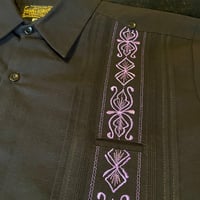 【半袖】【 ESG-32S-BPU 】【 S/S GUAYABERA】【BLACK x PURPLE】 【黒 x 紫】