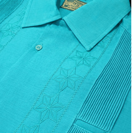 【2027年7月31日までにお届け】【受注生産】【半袖】【 ESGS-03S-JA 】【 S/S GUAYABERA 】【 REJILLADA MOTA 】【 麻の葉柄 】【 JADE 】【翡翠】