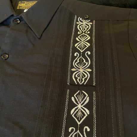 【半袖】【 ESG-32S-BW 】【 S/S GUAYABERA】【BLACK x WHITE】 【黒 x 白】
