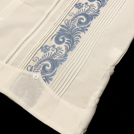 【予約商品】【半袖】【袖刺繍】【ESG-30S-WBL】【 S/S GUAYAMISA 】【 WHITExBLUE 】【 白x青 】